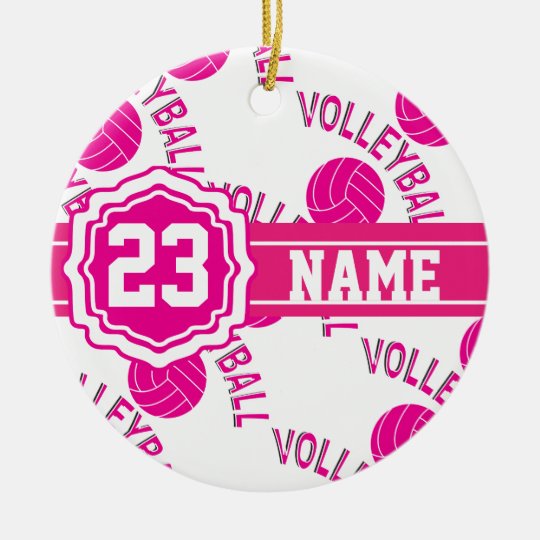 Hot Pink Volleyball Ceramic Ornament | Zazzle.com
