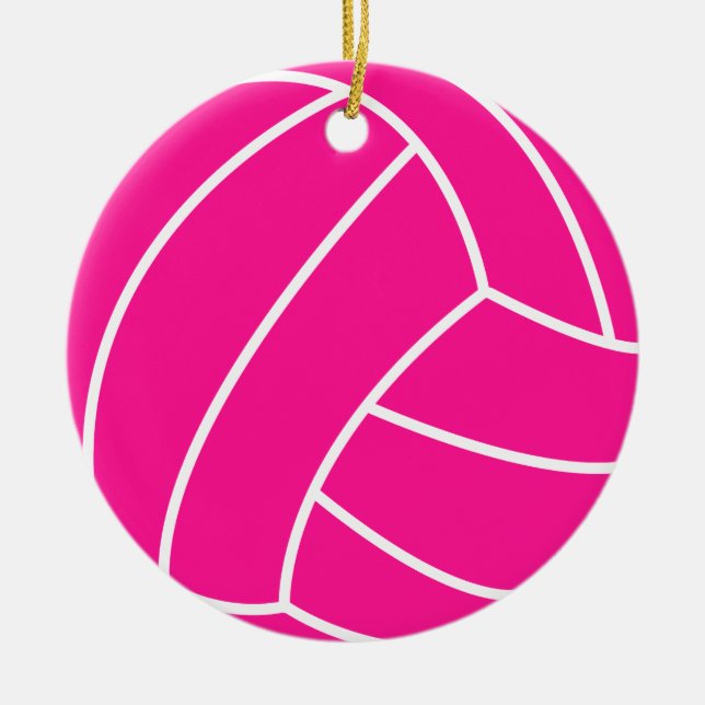 Hot Pink Volleyball Ceramic Ornament (Front)