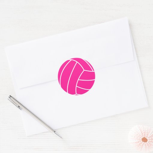 Hot Pink Volleyball Classic Round Sticker Zazzle