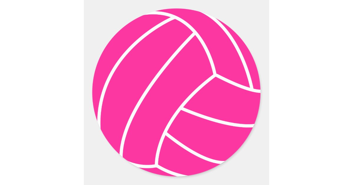 Hot Pink Volleyball Classic Round Sticker