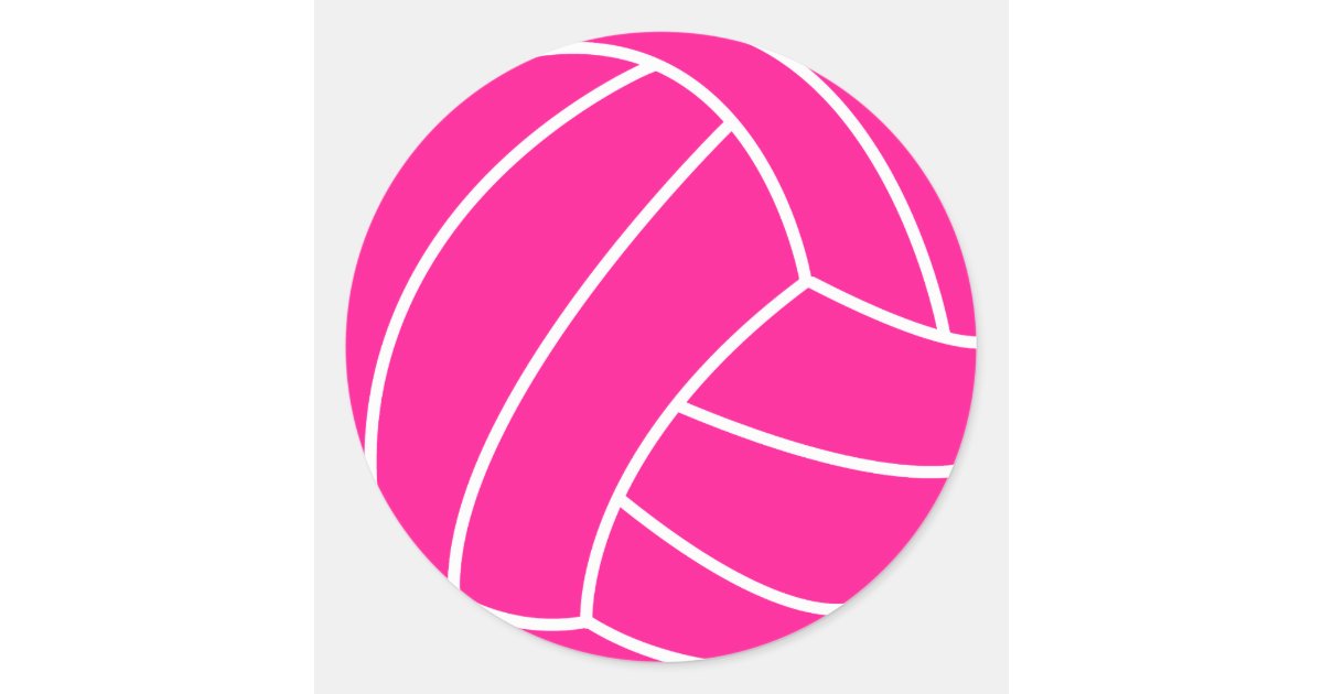 Hot Pink Volleyball Classic Round Sticker | Zazzle