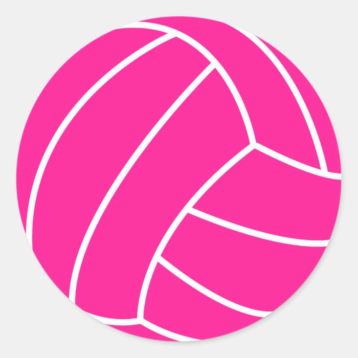 Hot Pink Volleyball Classic Round Sticker | Zazzle