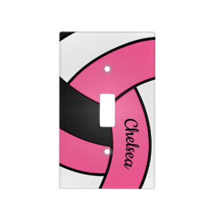 Hot Pink Volleyball Design with DIY Signature Name Light Switch Cover