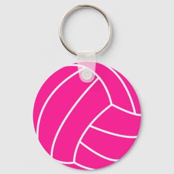Hot Pink Volleyball Keychain by ColorStock at Zazzle