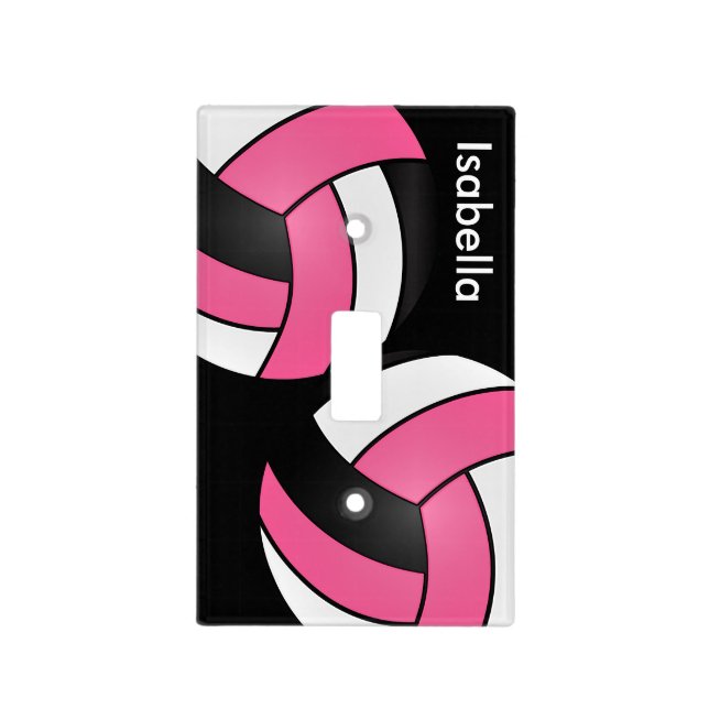 Hot Pink Volleyball Sport Style | DIY Name Light Switch Cover (Front)