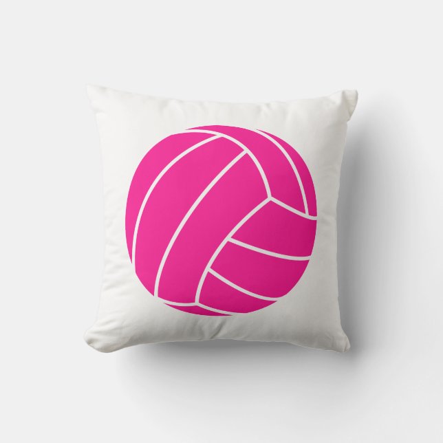 Hot Pink Volleyball Throw Pillow (Front)