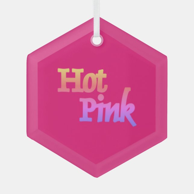 Hot Pink w name glass hexagon ornament (Front)