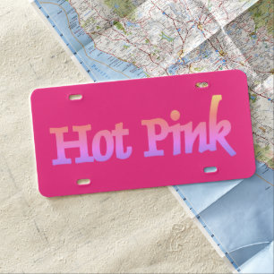 Hot Pink w name plastic car license plate