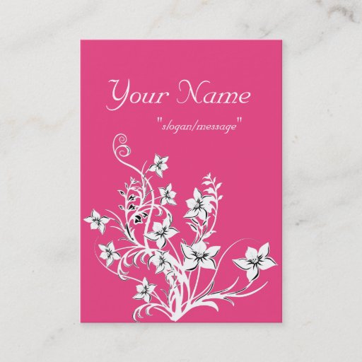 Customizable Hot Pink w/White & Black Floral Design Large Cards Business Card Templates