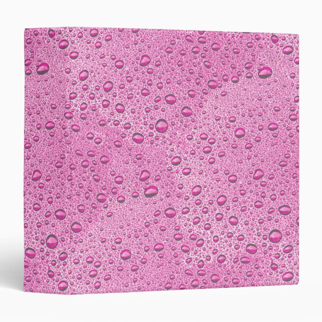 Hot pink water droplets 3 ring binder (Front/Spine)