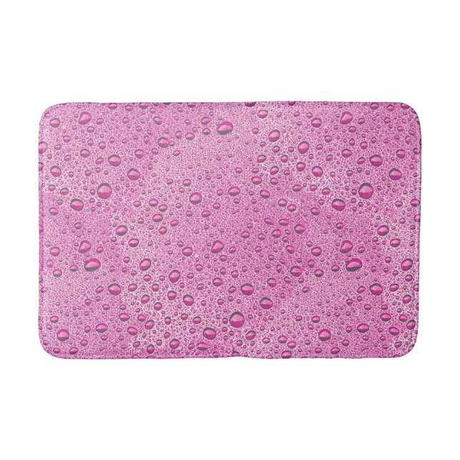 Hot pink water droplets bath mat (Front)