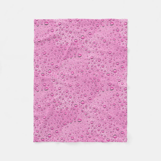Hot pink water droplets fleece blanket (Front)