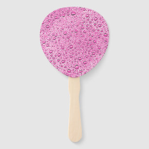 Hot pink water droplets hand fan