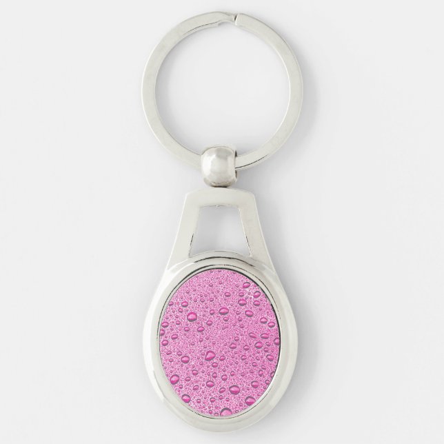 Hot pink water droplets keychain (Front)