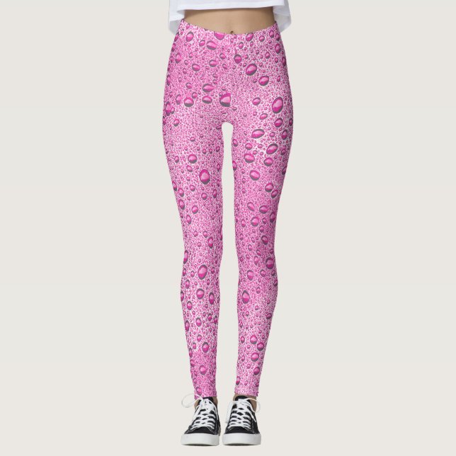 Hot pink water droplets leggings (Front)
