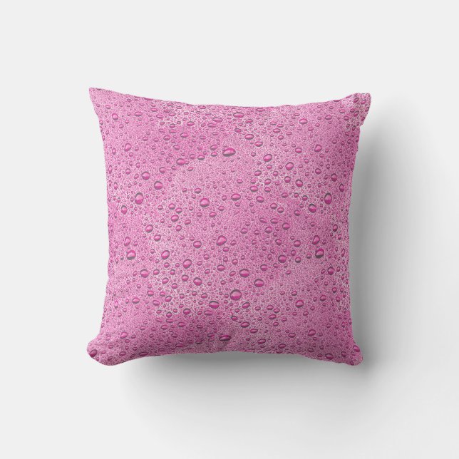 Hot pink water droplets throw pillow (Front)