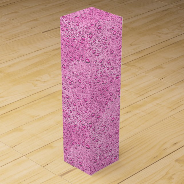 Hot pink water droplets wine box (Front)