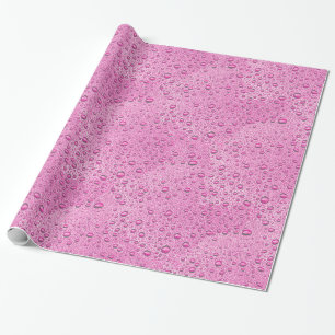 Hot pink water droplets wrapping paper