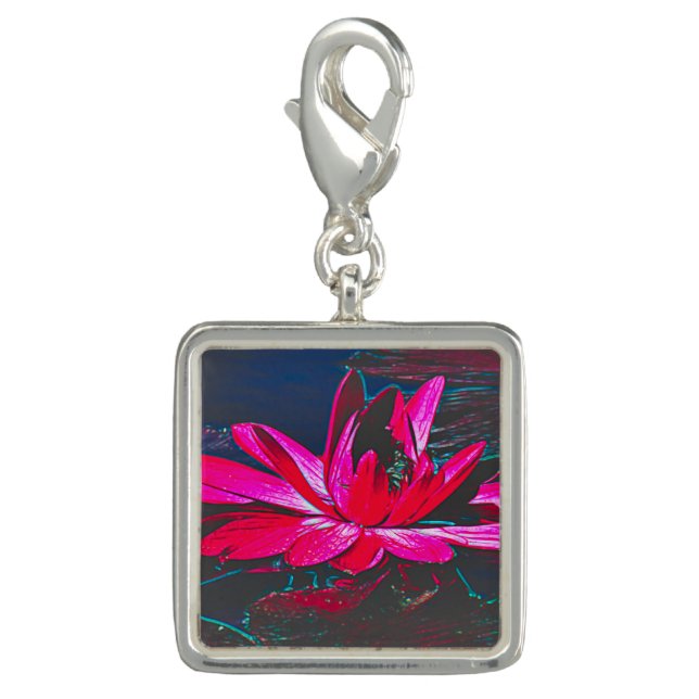 Hot Pink Water Lily Charm (Front)
