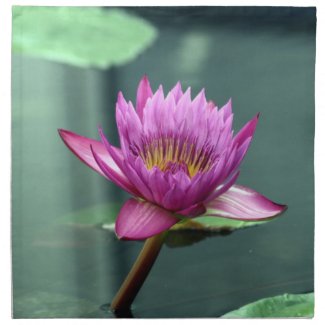 Hot Pink Water Lily Printed Napkin