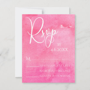 Hot Pink Watercolor Elegant Typography RSVP Card