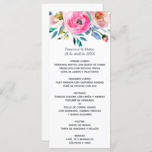 Hot-Pink Watercolor Floral Menu