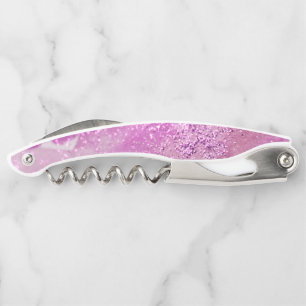 Hot Pink Watercolor Glitter Artsy Abstract Glam Waiter's Corkscrew