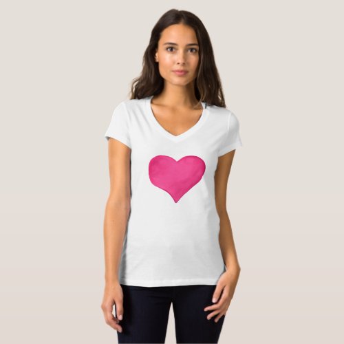 Hot Pink Watercolor Heart T_Shirt