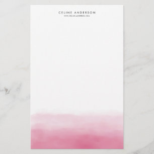 Hot Pink Watercolor Ombre Gradient Personalized Stationery