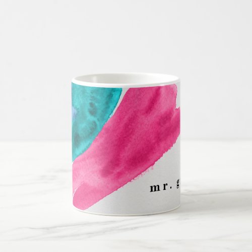 Hot Pink Watercolor Personalized Coffee Mug