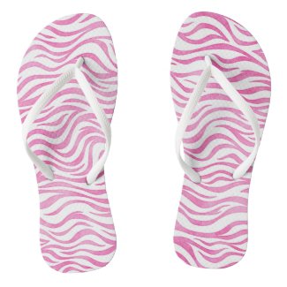 Hot Pink Watercolor Zebra Print Flip Flops