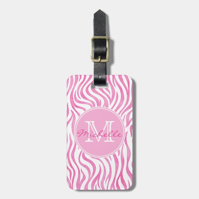 Hot Pink Watercolor Zebra Print | Monogram