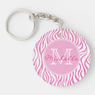 Hot Pink Watercolor Zebra Print | Monogram