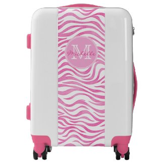 Hot Pink Watercolor Zebra Print | Monogram Luggage