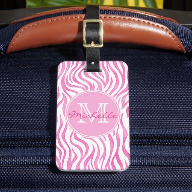 Hot Pink Watercolor Zebra Print | Monogram