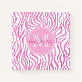 Hot Pink Watercolor Zebra Print | Monogram