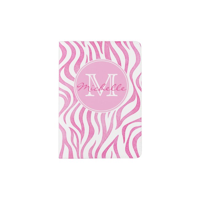 Hot Pink Watercolor Zebra Print | Monogram