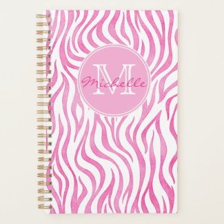 Hot Pink Watercolor Zebra Print | Monogram Planner
