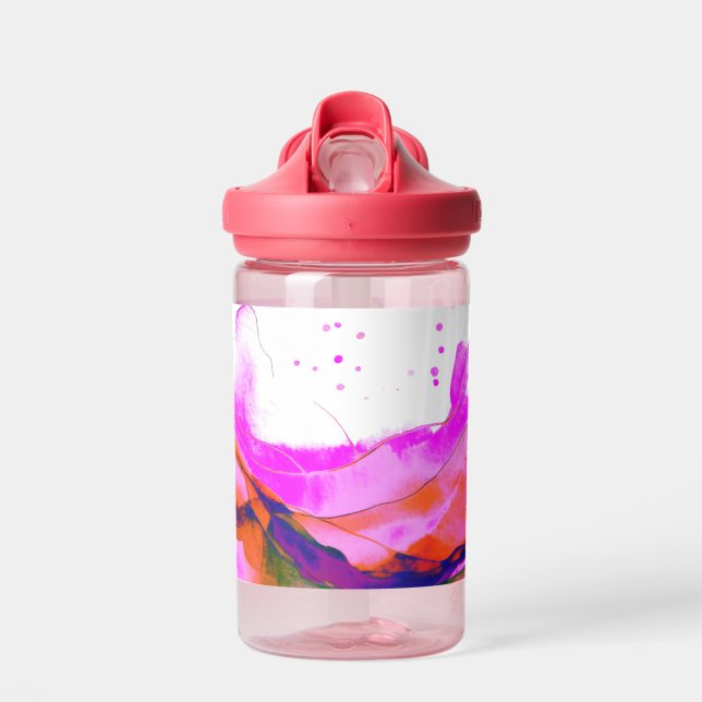Hot pink watercolors water bottle (Front)