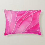 Hot Pink Watercolour Break Accent Pillow at Zazzle