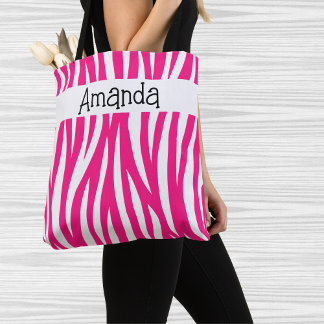 Hot Pink Wavy Animal Print Tote Bag