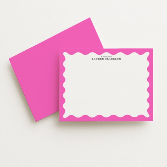 Hot Pink Wavy Frame Note Card (Creator Uploaded)