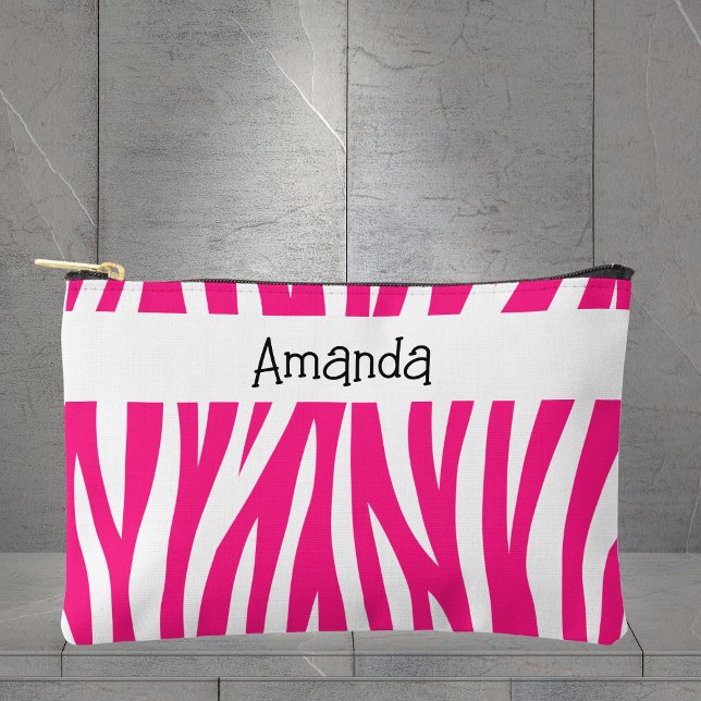 Hot Pink Wavy Zebra Stripe Accessory Pouch (Creator Uploaded)