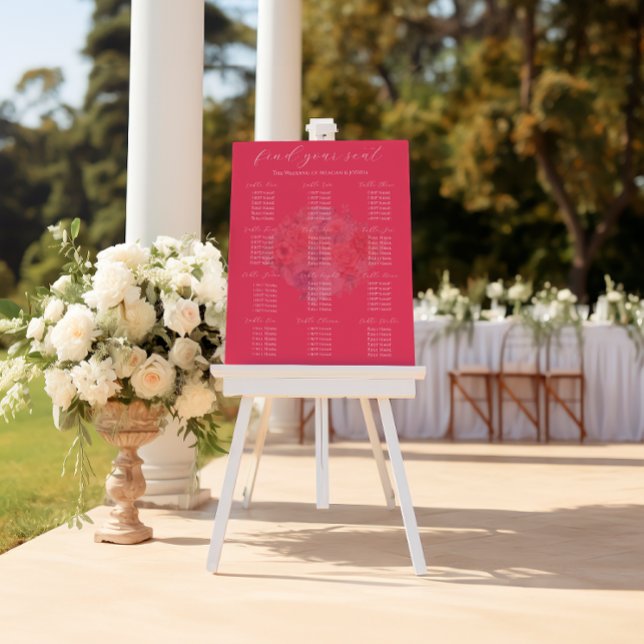 Hot Pink Wedding 12 Table Seating Chart  Foam Board (Creator Uploaded)