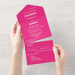 Hot Pink Wedding Bold Solid Color Invite