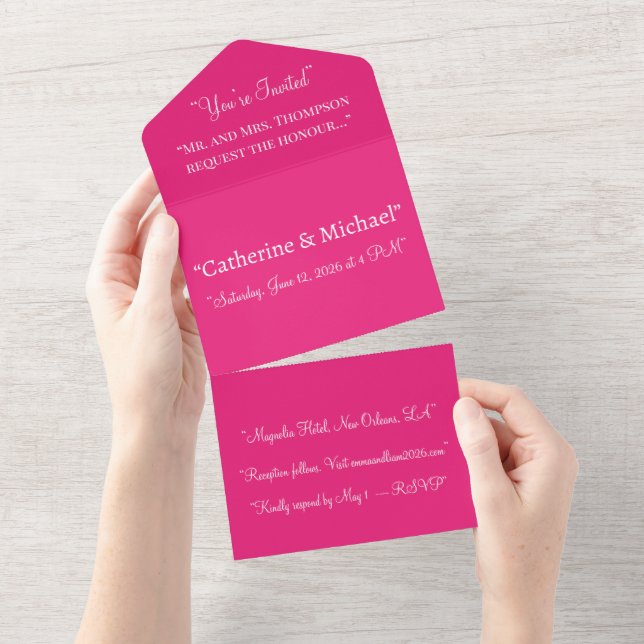 Hot Pink Wedding | Bold Solid Color Invite (Tearaway)