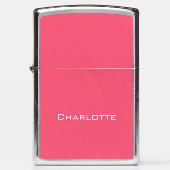 Hot Pink Wedding Bridesmaid  Personalized Zippo Lighter (Front)