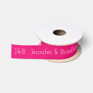 Hot Pink Wedding Monogram Personalized Names Satin Ribbon