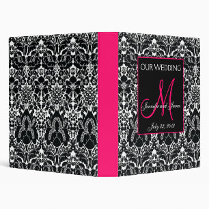 Hot Pink Wedding Photo Album Damask Monogram Binder