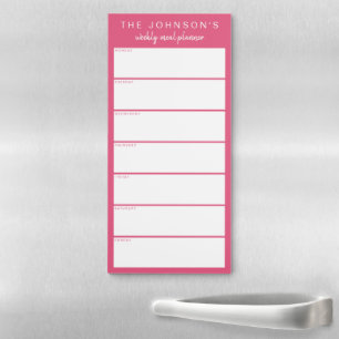Hot Pink Weekly Meal Planner Magnetic Notepad